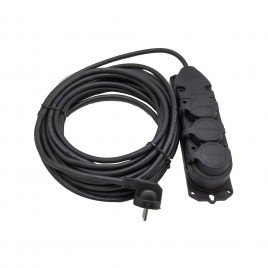 Cablu prelungitor, cap si triplu, 3 Prize, 3 x 2.5,10M, negru 