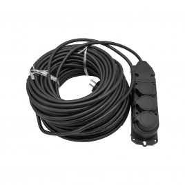 Cablu prelungitor, cap si triplu, 3 Prize, 3 x 2.5,30M, negru 
