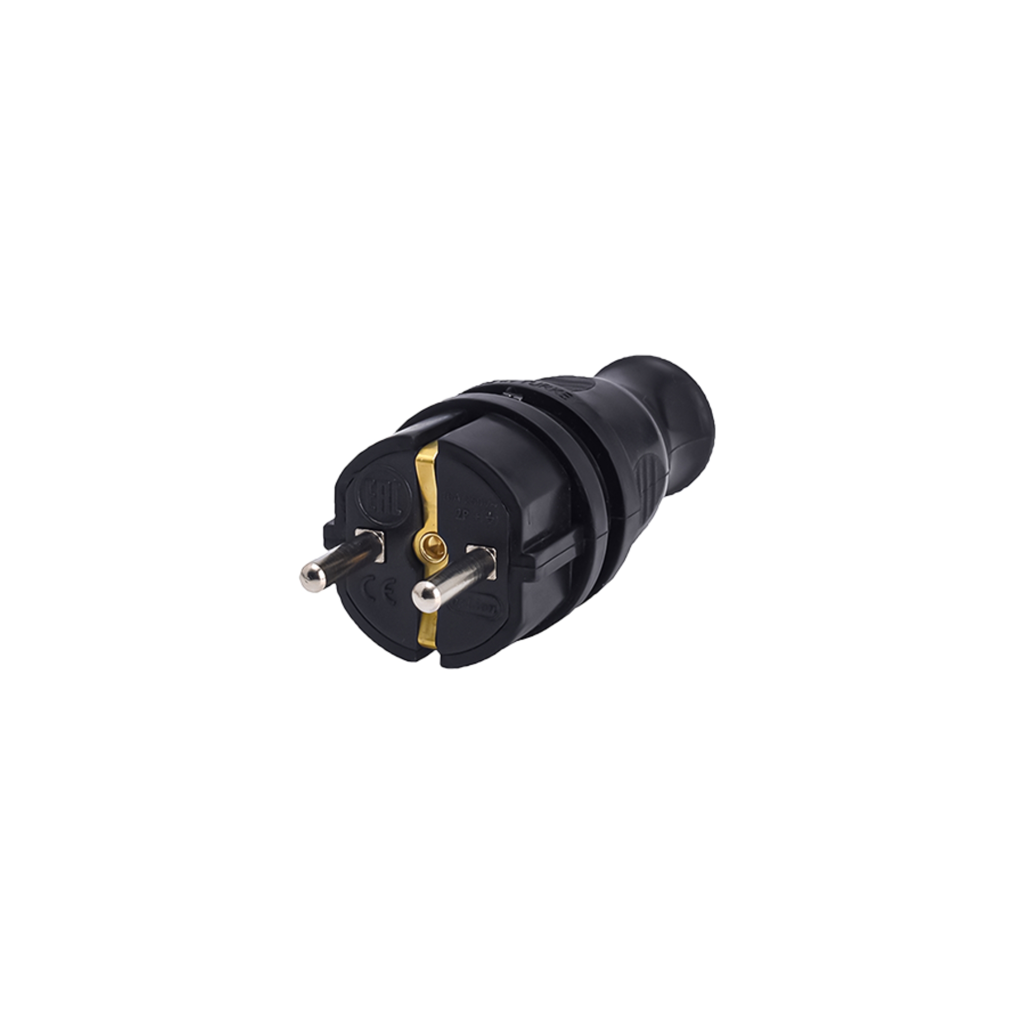 Ștecher cauciuc drept monofazat 16A 230V IP44 negru BYLION – KEF-F