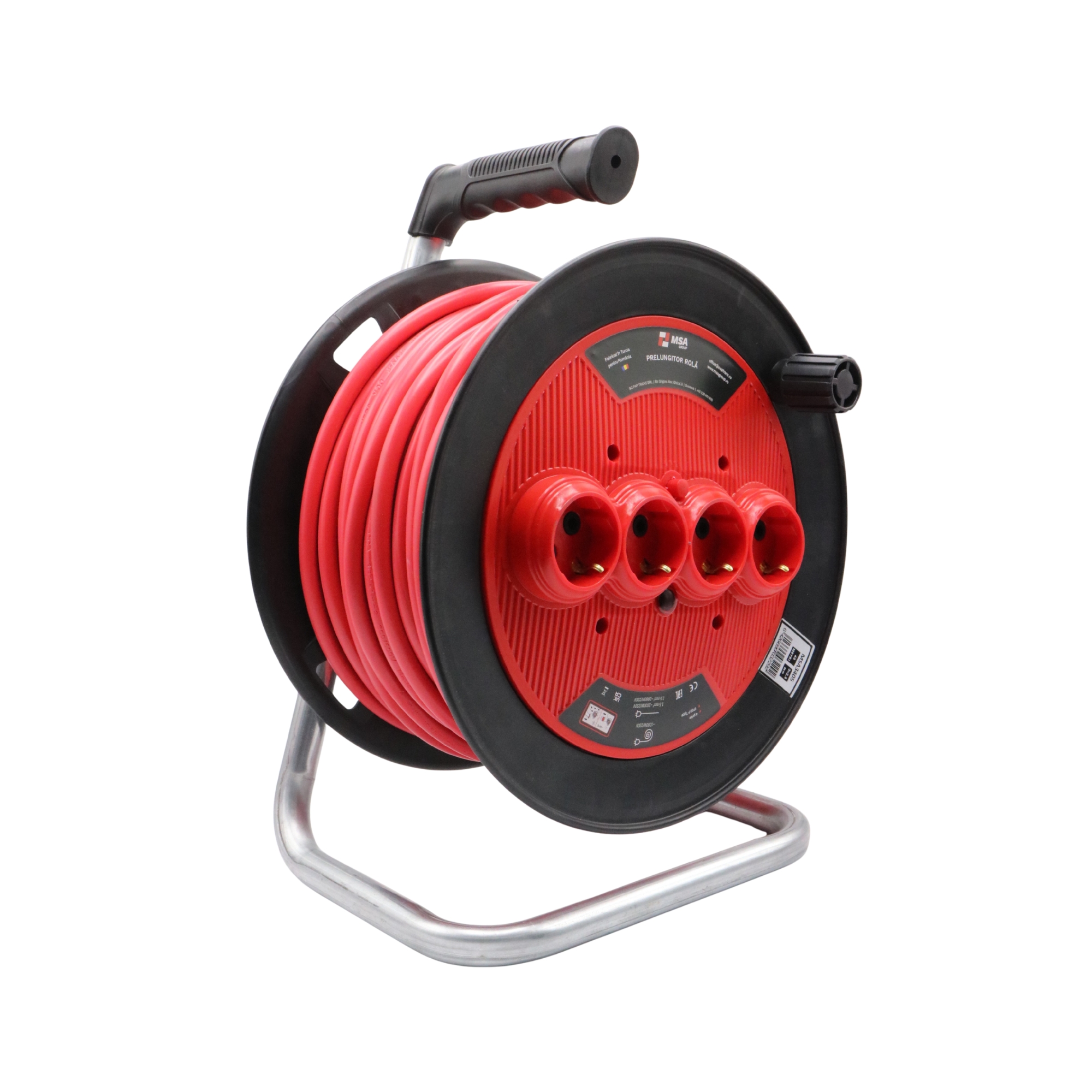 Prelungitor electric pe tambur MSA 3 x 2,5 mm, 30 m, 4 prize 230V IP20 – MSA3404