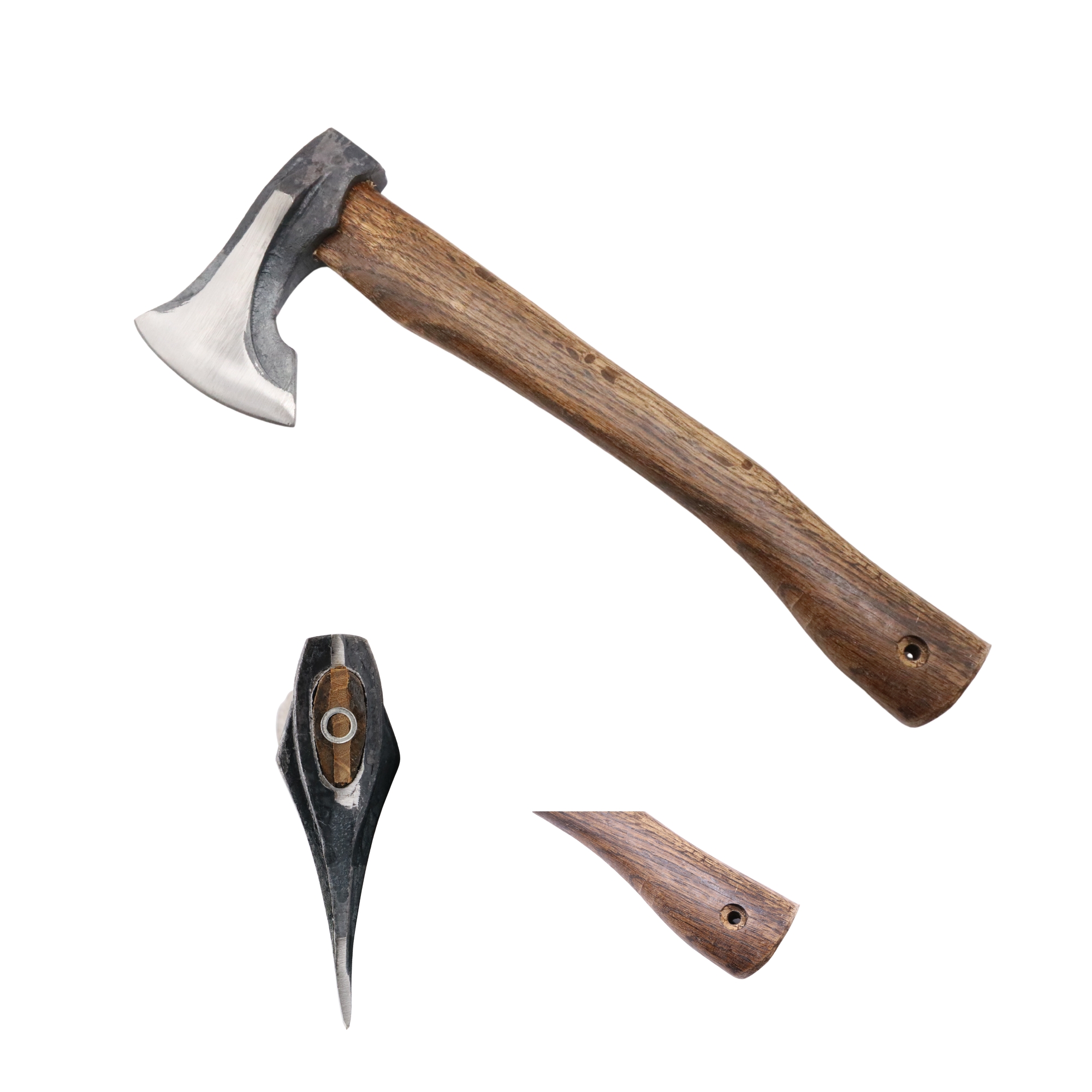 Topor forjat de camping, lungime 37 cm lamă 10 cm, coadă din lemn masiv, MSA3414