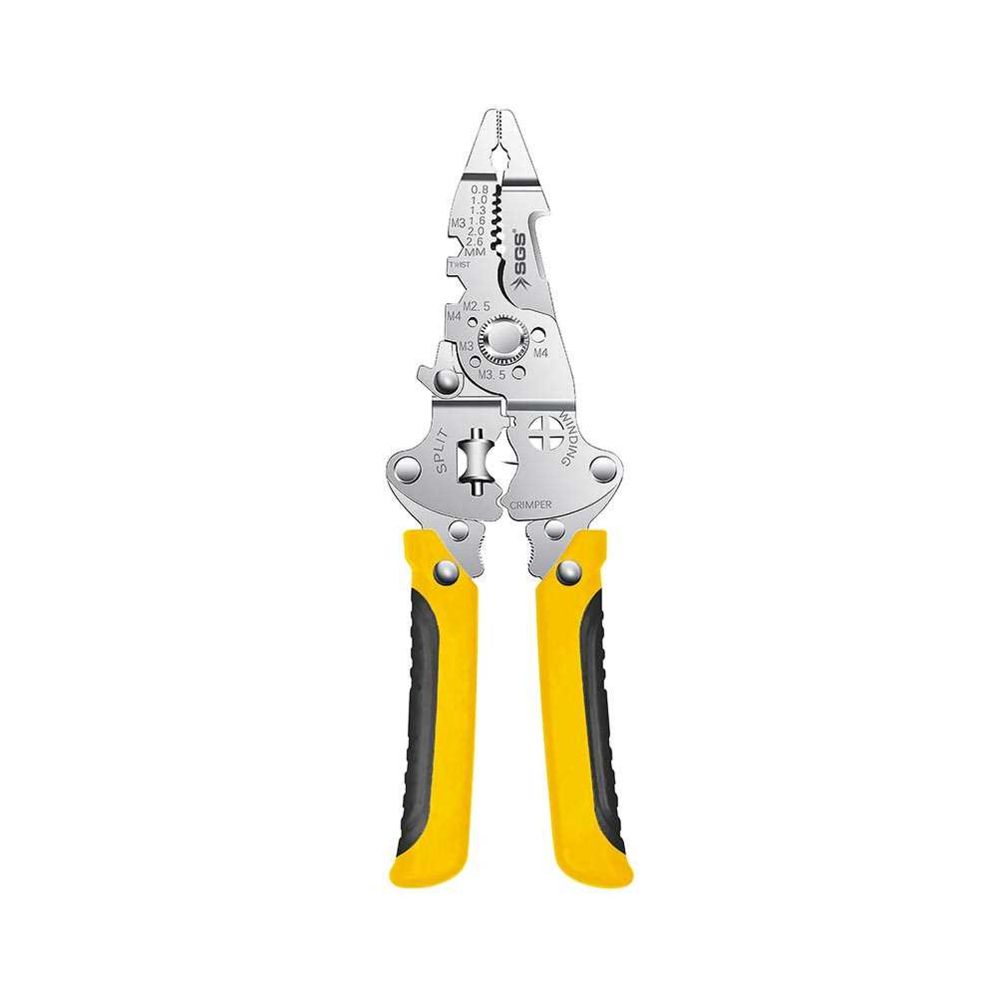 Clește multifuncțional 3-în-1 SGS, tăiere, dezizolare și sertizare cabluri, oțel inoxidabil, 213 mm