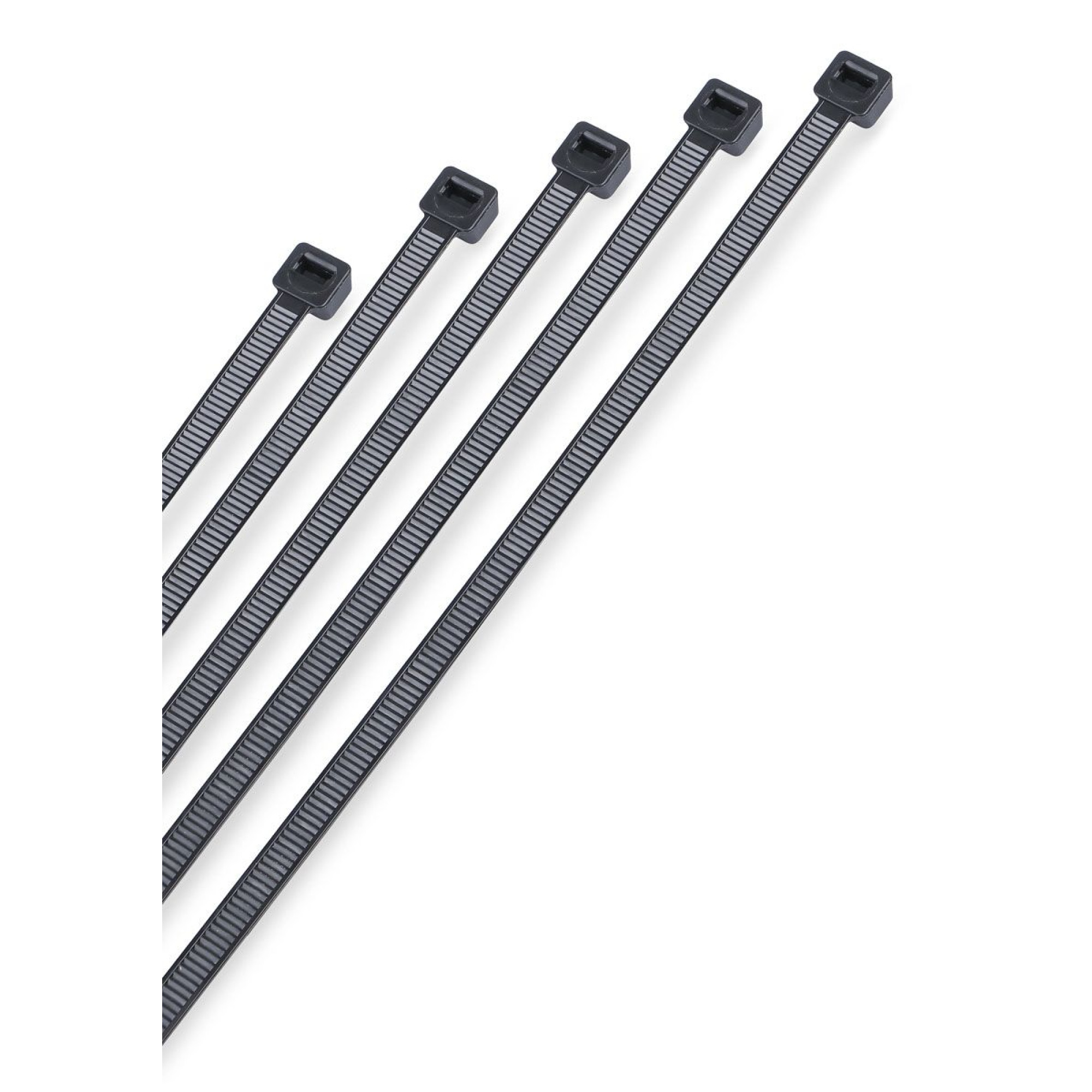 Coliere plastic negre 3,6 x 370 mm, 100 bucăți – Nylon 6.6, rezistență -40°C/+85°C